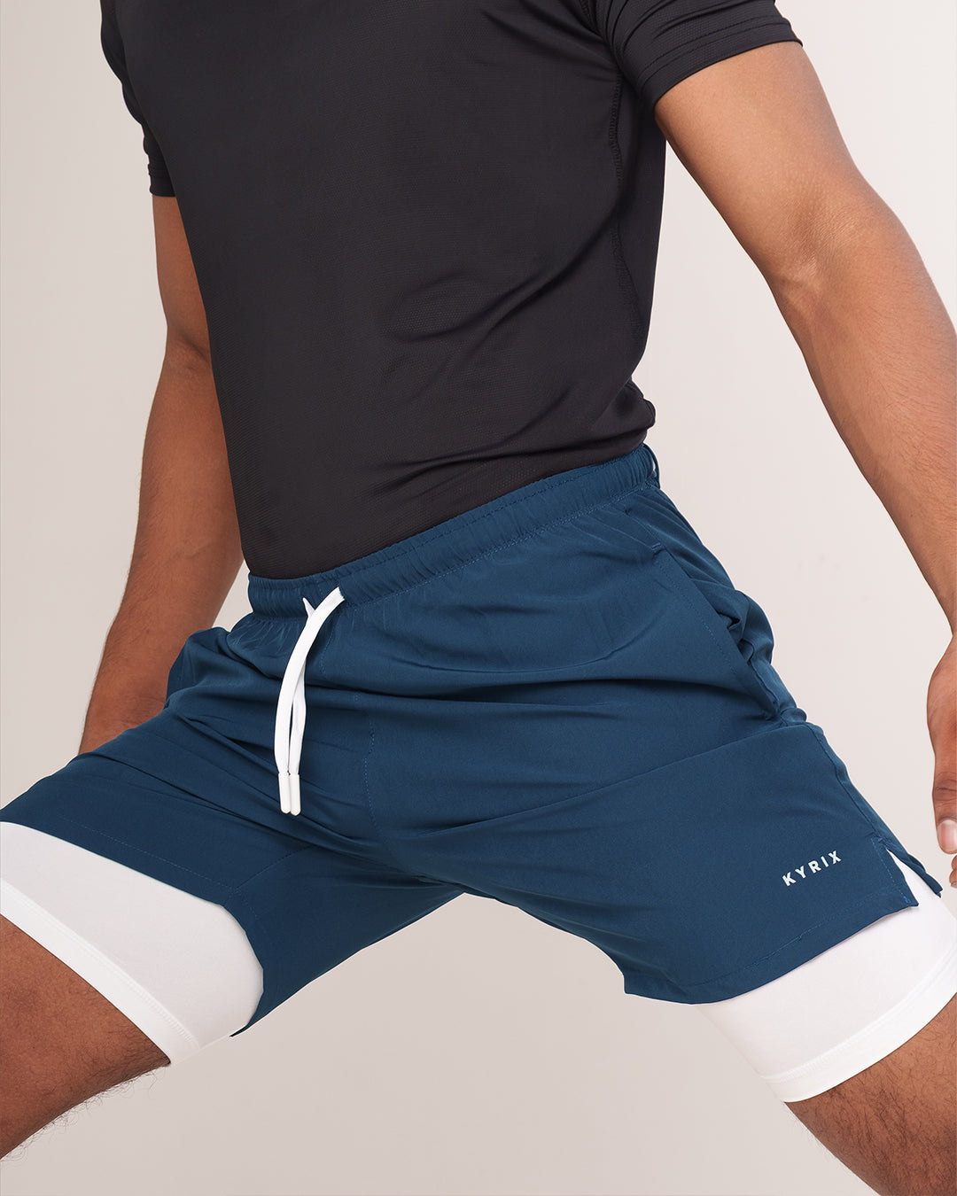 KYRIX 2 in One Compression shorts Air Force blue