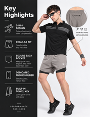ARCLITE 2-in-1 Performance Shorts | Fog grey