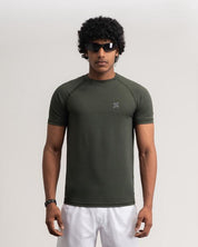 Lightweight raglan T-shirt for men in olive green by KYRIX
