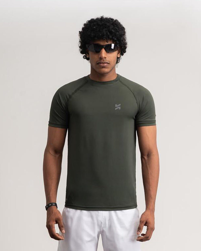 Lightweight raglan T-shirt for men in olive green by KYRIX