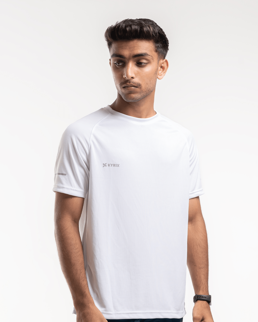 Core performance raglan T-shirt for men in white by KYRIX