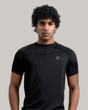 Performance raglan T-shirt for men in black by KYRIX